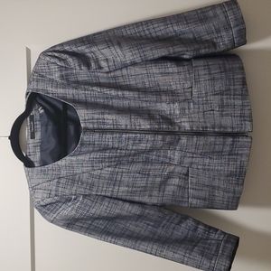 Tahari Women's Collarless Blue/Silver Blazer; size US 6/ UK 10